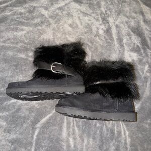 Womens UGG Classic Buckle Mini Black Boots Size 6